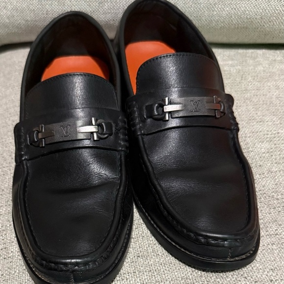 Louis Vuitton Black Leather Loafers